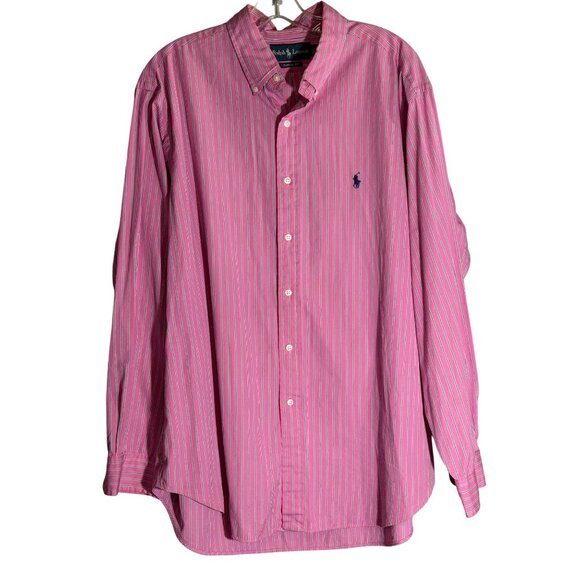 Ralph Lauren Other - Ralph Lauren Mens Classic Fit Pink Striped Button-Down Shirt 17 1/2